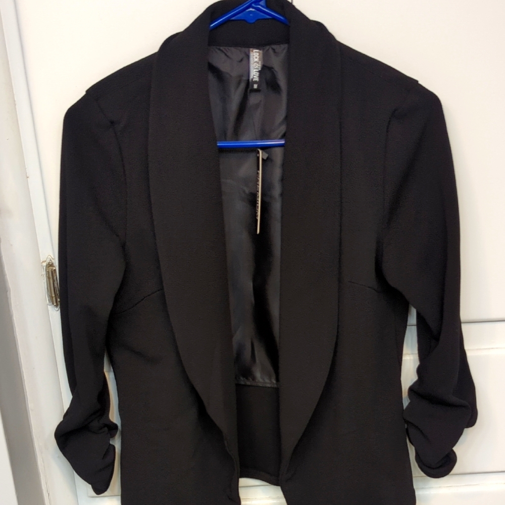 Lock and Love Women 3/4 Sleeve Blazer Open Front Cardigan Jacket